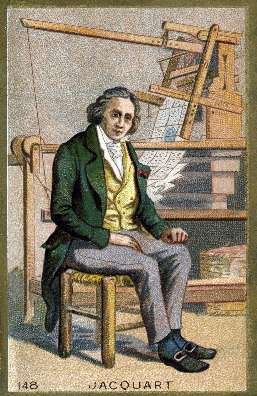 Portrait of Joseph Marie Jacquard (1752-1834), ranskalainen mekaanikko kutomakoneen keksijä. 1800-luvun lopun kromolitografia. tekijältä Unknown artist