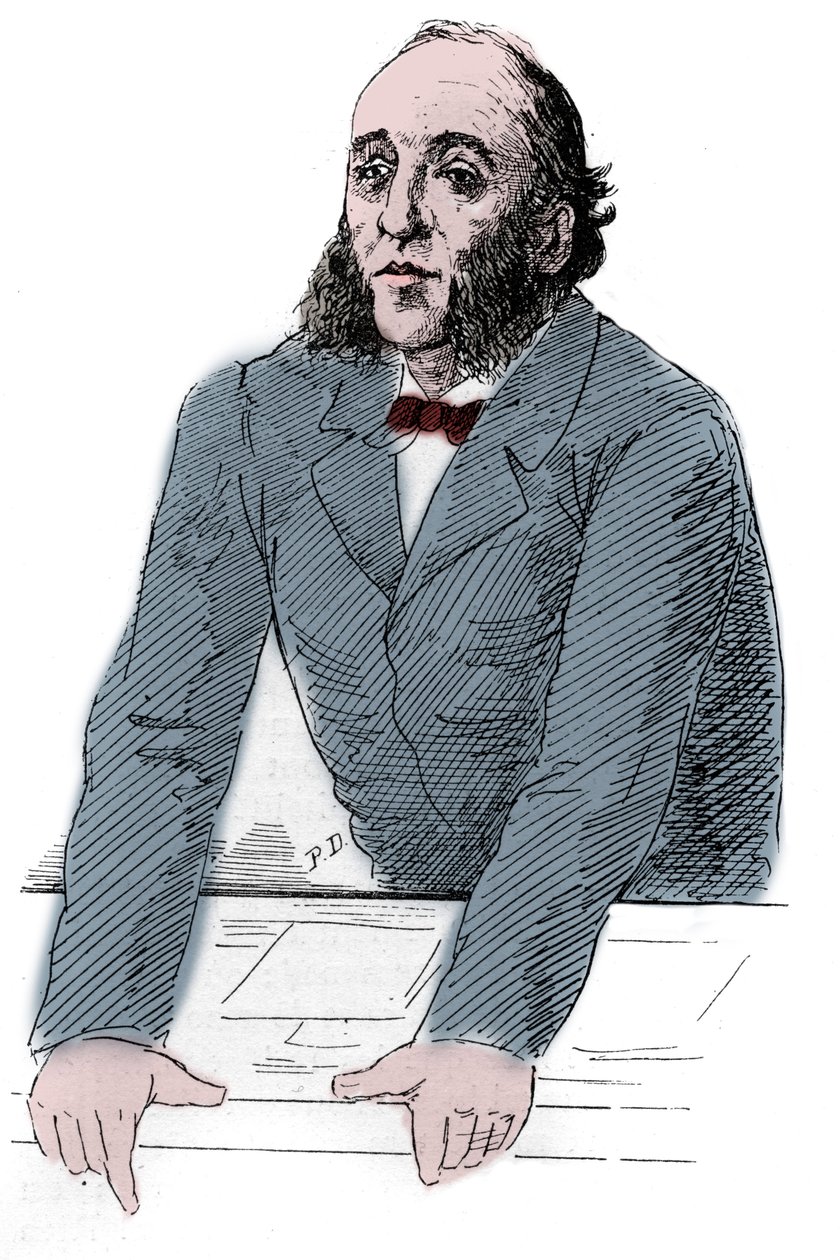 Ranskalaisen poliitikon Jules Ferryn (1832-1893) muotokuva. Kaiverrus "" Kuvitettu maailma"" tekijältä Unknown artist