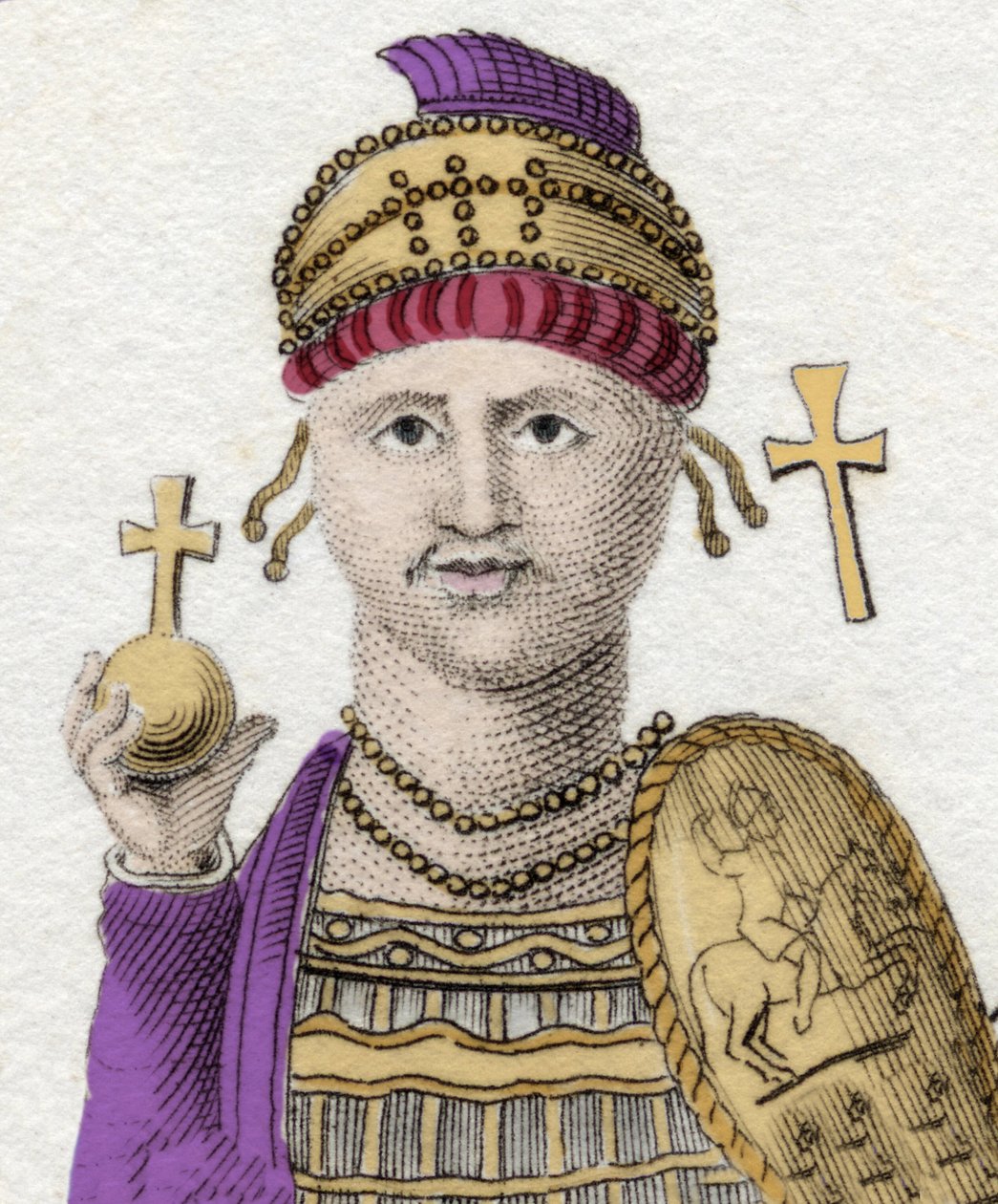 Justinianus I:n (Suuri) muotokuva (Flavius Petrus Sabbatius Justinianus).482 - 565. Idän Rooman keisari. tekijältä Unknown artist