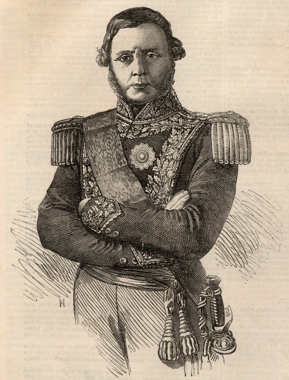 Justo Jose de Urquiza y Garcian muotokuva 1801-1870 - Argentiinan kenraali ja poliitikko kaiverrus 1852 tekijältä Unknown artist