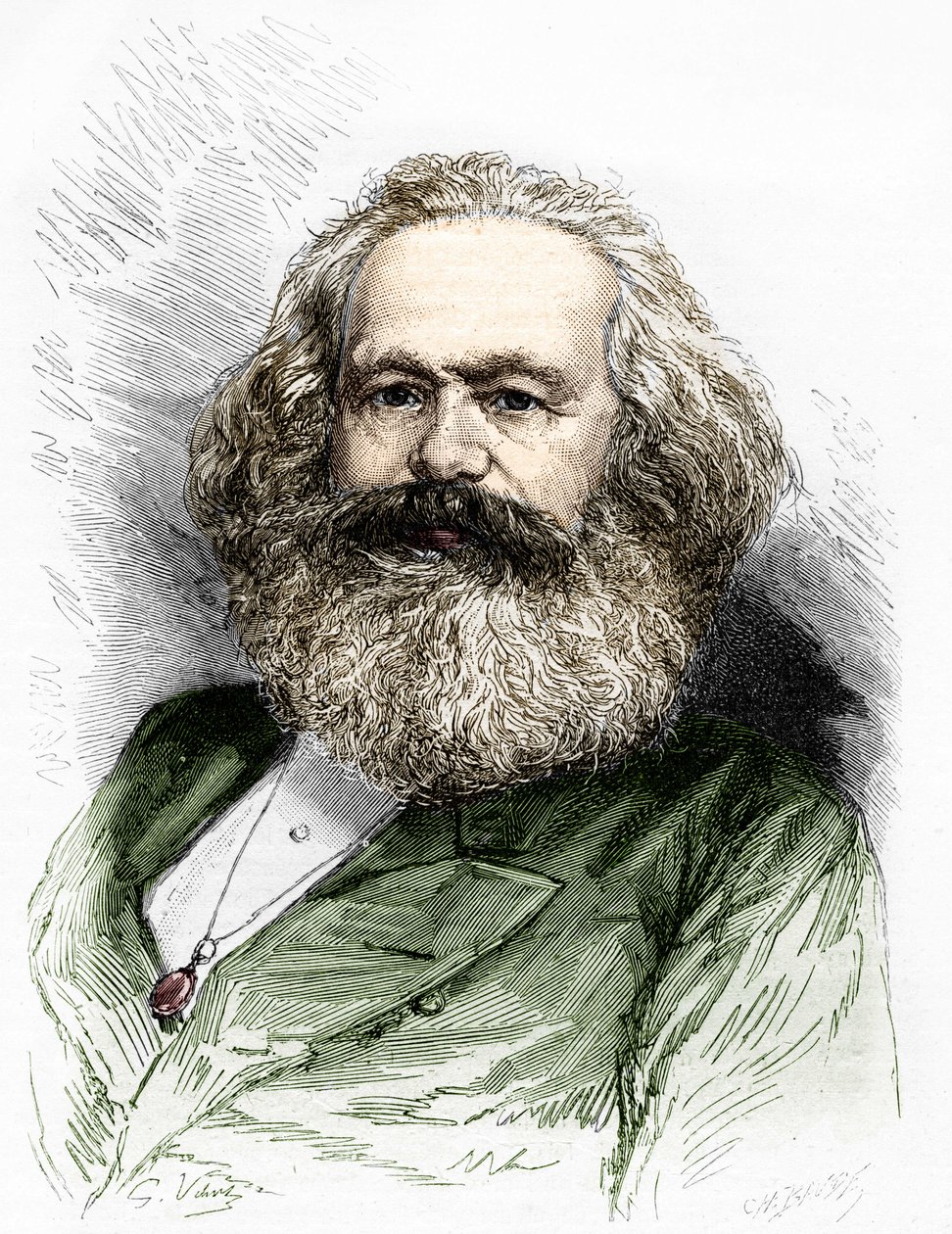Sosialismin teoreetikon ja saksalaisen vallankumouksellisen Karl Marxin (1818-1883) muotokuva. tekijältä Unknown artist
