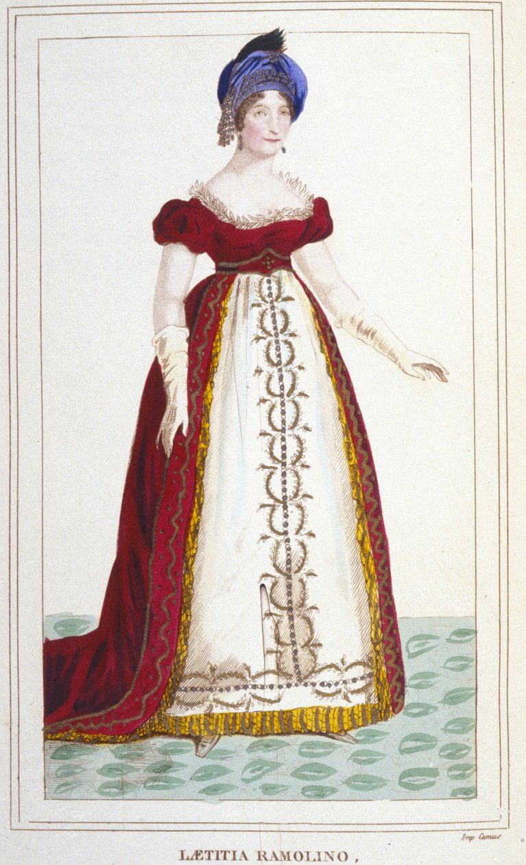 Muotokuva Laetitia Bonapartesta (Letizia Maria Ramolino) (1750-1836), Napoleon 1:n äidistä. kaiverrus vuodelta 1830 tekijältä Unknown artist