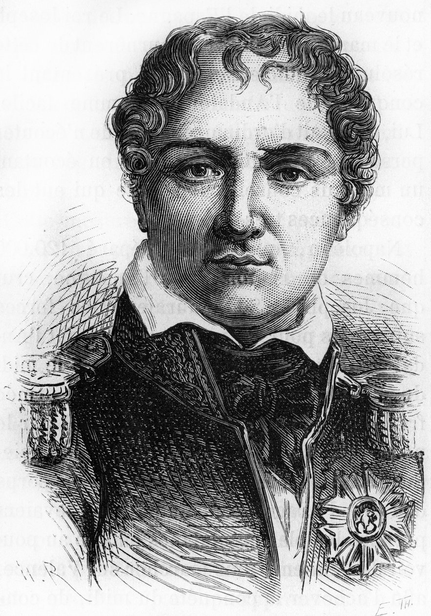 Laurent Gouvion Saint Cyrin (1764 - 1830) muotokuva. Kaiverrus 1800-luvun lopusta H. Martinin teokseen "Histoire de France". tekijältä Unknown artist