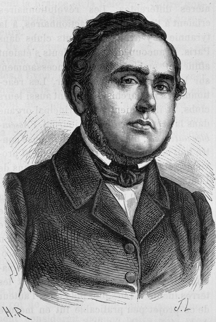 Ledru-Rollinin (1807 - 1874) muotokuva. Kaiverrus 1800-luvun lopusta H. Martinin teokseen "Histoire de France". tekijältä Unknown artist