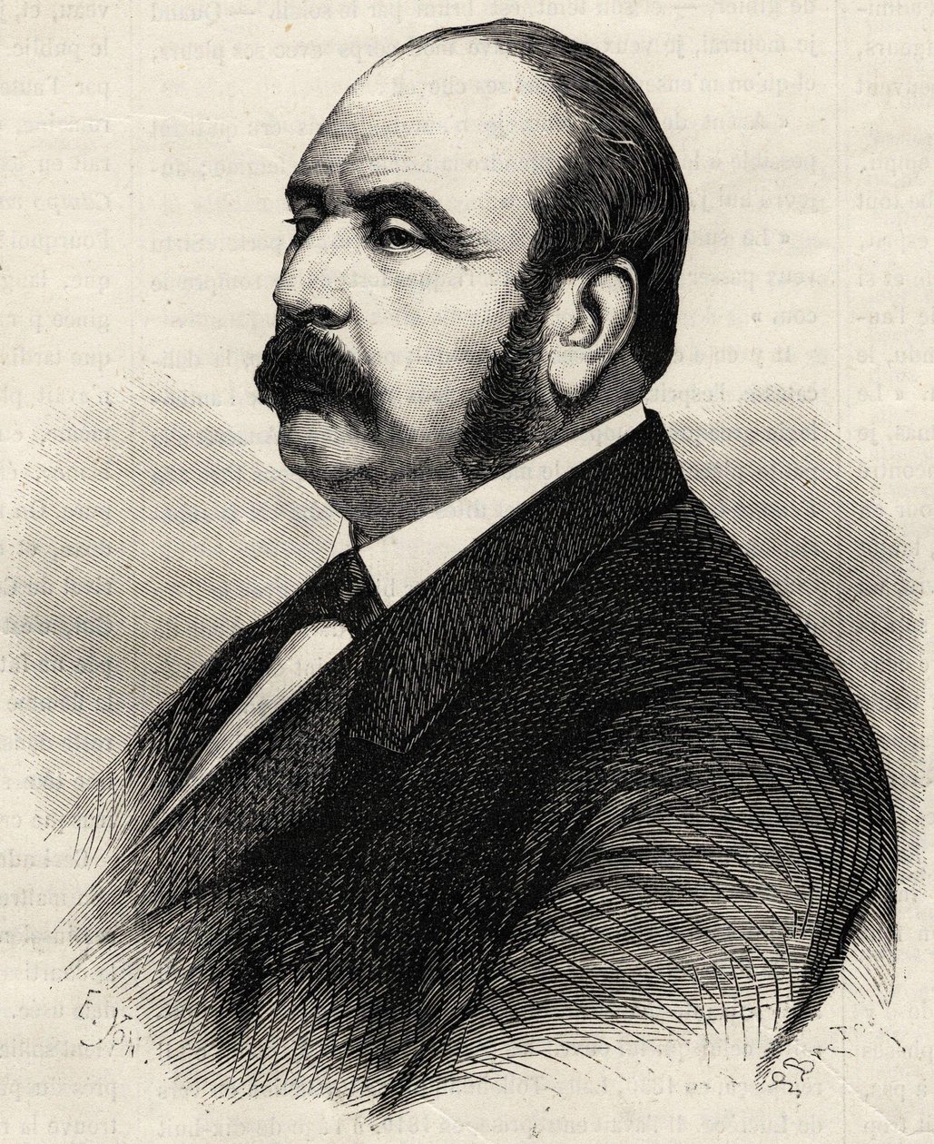 Ledru Rollinin (Ledru-Rollin) (1807-1874), ranskalaisen poliitikon muotokuva. Kaiverrus 1800-luvulta. tekijältä Unknown artist