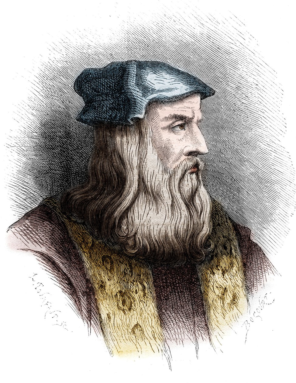 Muotokuva Leonard de Vincistä (Leonardo da Vinci) (1452-1519), italialainen taidemaalari. tekijältä Unknown artist