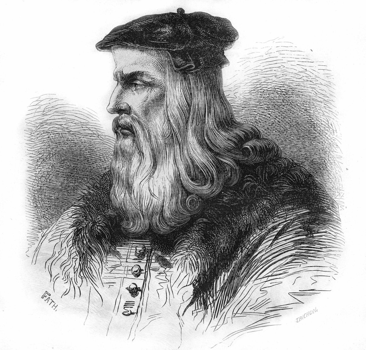 Muotokuva Leonardo da Vincistä (Leonardo da Vinci) (1452 - 1519). tekijältä Unknown artist