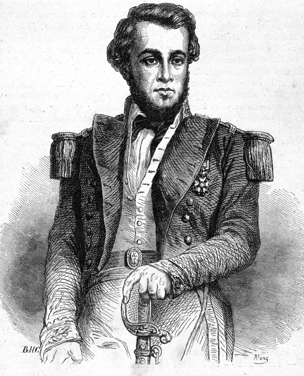 Luutnantti Bellotin (1826-1853) muotokuva - "" Les Contemporains -kirjassa", n.d. 1800-luvun lopulla. tekijältä Unknown artist