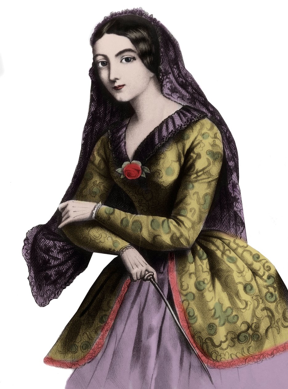 Muotokuva Lola Montezista (1821-1861) (Marie Dolores Eliza Rosanna Gilbert), eksoottinen tanssija ja kurtisaani, joka tunnetaan Bavieren kuninkaan Ludvig I:n rakastajattarena tekijältä Unknown artist