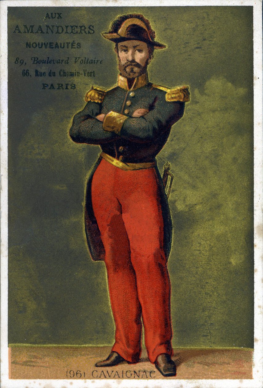 Louis-Eugène Cavaignacin (1802 - 1857), ranskalaisen kenraalin ja poliitikon muotokuva. 1800-luvun lopun kromolitografia. tekijältä Unknown artist