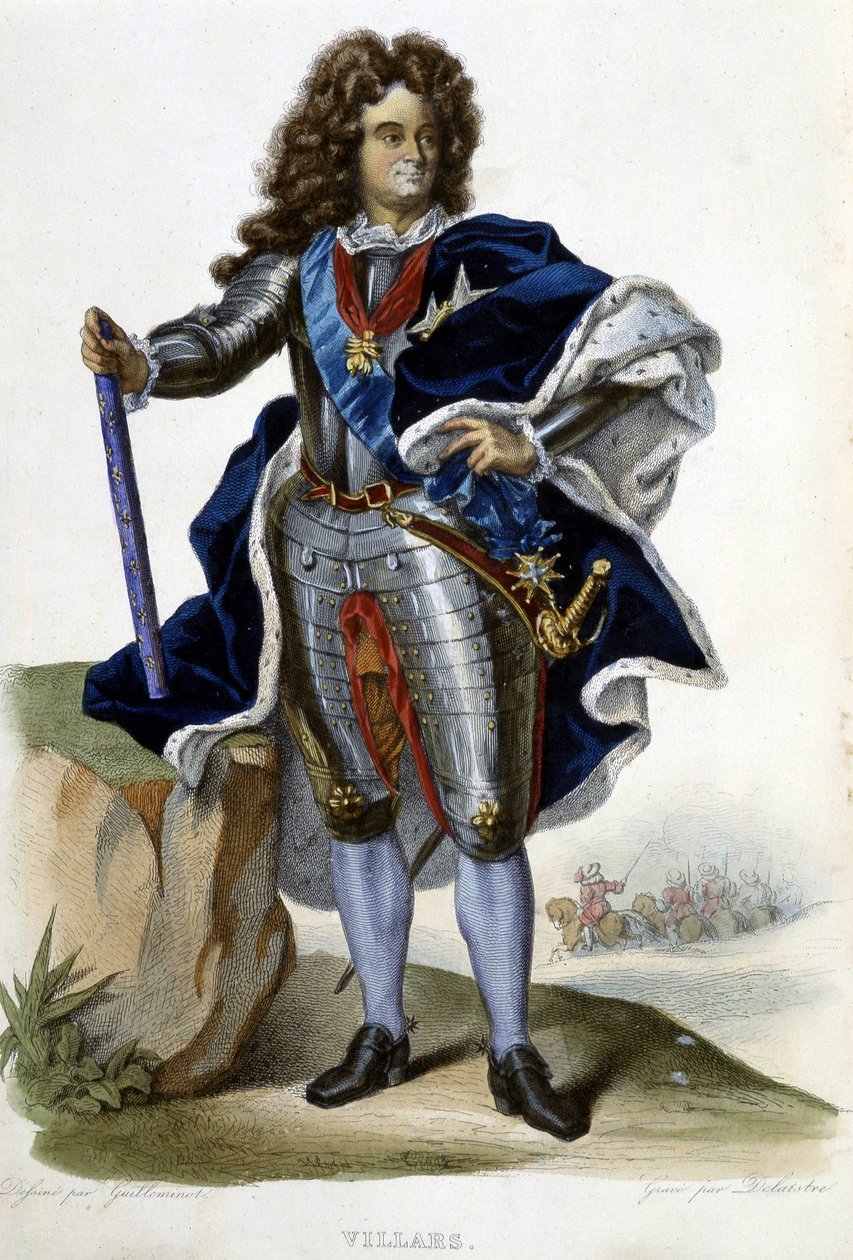 Muotokuva Louis Claude Hectorista Villarsin herttuasta, Ranskan marsalkasta (1653-1734) - teoksessa "" Le Plutarque francais", toim. Langlois, Pariisi tekijältä Unknown artist
