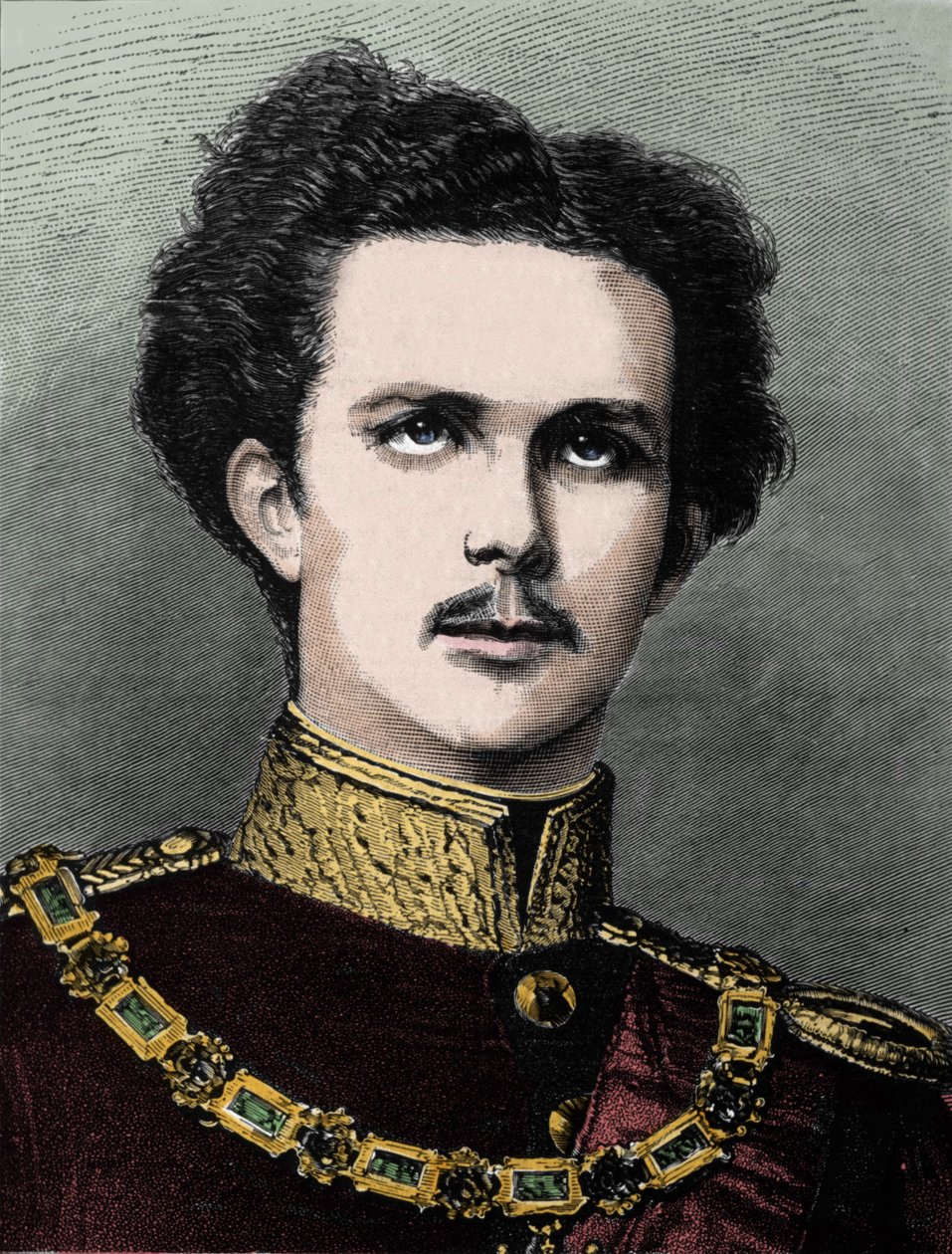 Muotokuva Louis II:sta Bavierestä (Ludwig II Von Bayern) tai Ludwig Otto Frederik Wilhelm von Wittelsbachista (1845-1886), Baijerin prinssistä, joka oli silloin Bavieren kuningas vuosina 1864-1886. tekijältä Unknown artist