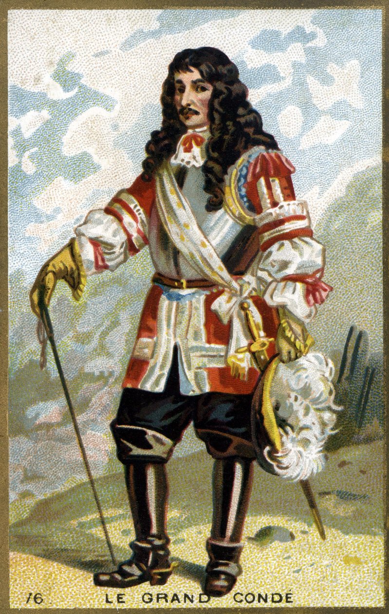Ludvig II Bourbonin muotokuva, Condén 4. prinssi (Bourbon-Conde), joka tunnetaan nimellä Grand Condé (1621 - 1686). 1800-luvun kromolitografia. tekijältä Unknown artist