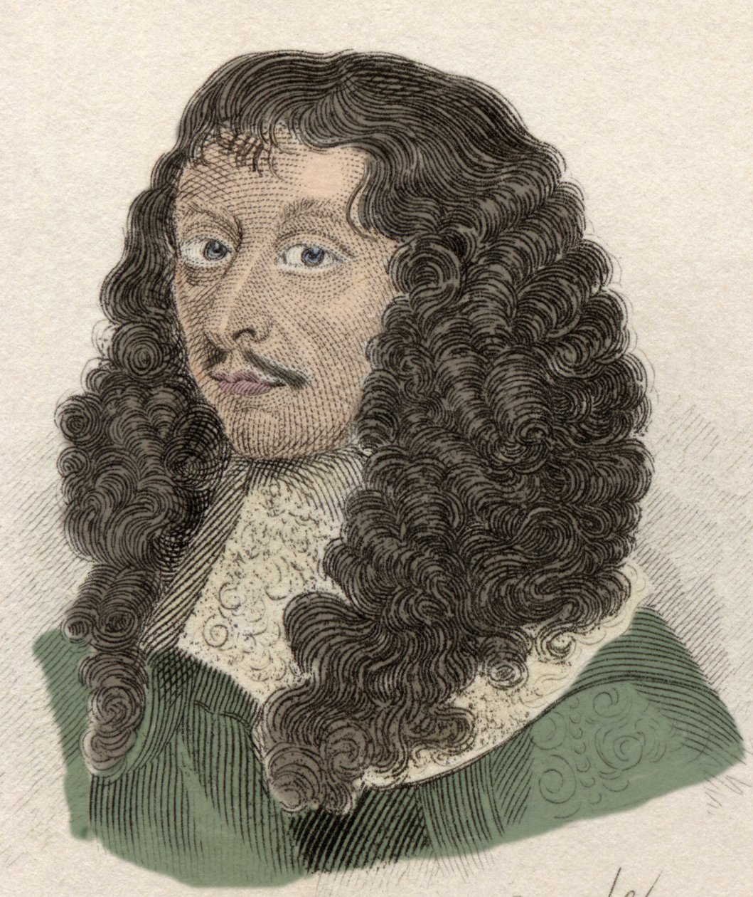 Ludvig II Bourbonin muotokuva, Conden prinssi (Bourbon-Conde) (Grand Conde) tai Enghienin herttua (1621-1686), ranskalainen kenraali. Kaiverrus 1800-luvulta. tekijältä Unknown artist