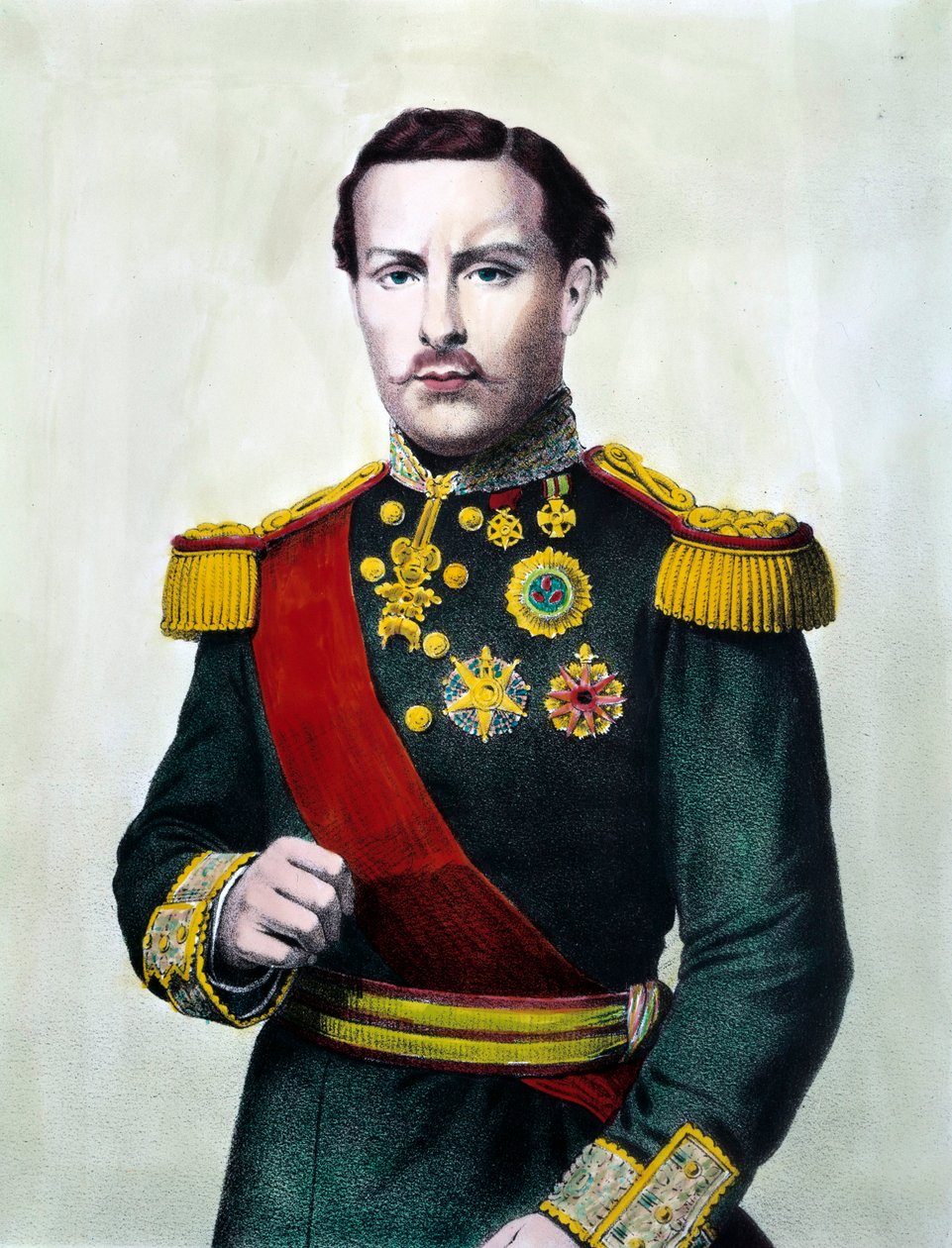 Portugalin Ludvig I:n (1838-1889) muotokuva Portugalin kuninkaan kaiverrus 1800-luvulta Yksityinen kokoelma tekijältä Unknown artist