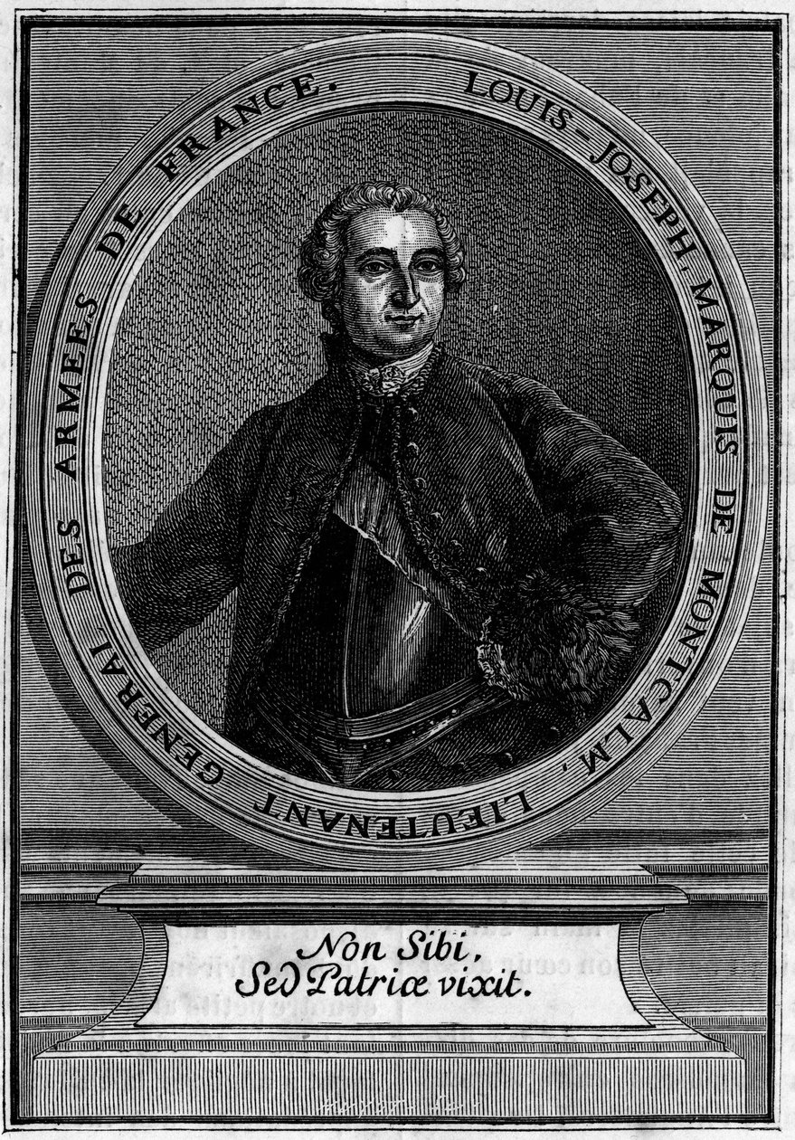 Louis Joseph Marquis de Montcalmin (1712-1759) muotokuva Ranskan Armeesin kenraaliluutnantista, kuuluisa Quebecin valloituksesta. tekijältä Unknown artist