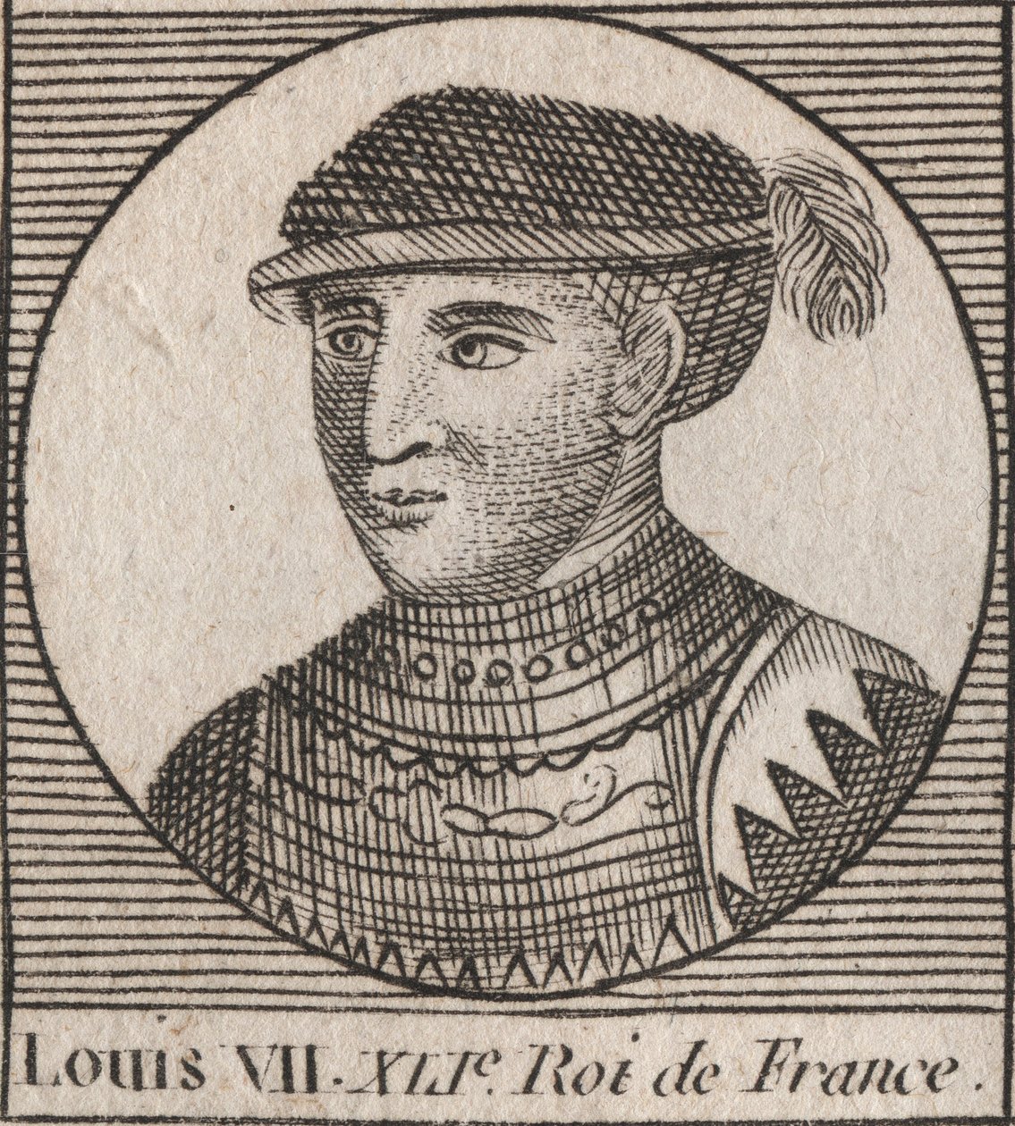 Ludvig VII dit le Jeunen (1120-1180), frangien kuninkaan muotokuva 1137-1180 - Ludvig VII (kutsuttiin Nuoremmaksi tai Nuoremmaksi), frankkien kuningas - kaiverrus Charlesin "Instruction sur l