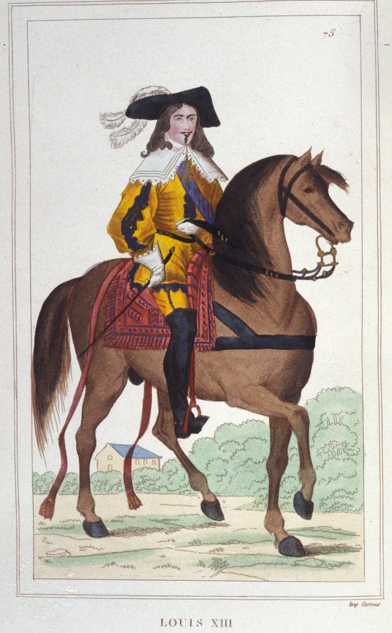 Ludvig XIII:n (1601 - 1643) muotokuva, Ranskan kuninkaan kaiverrus vuodelta 1830 tekijältä Unknown artist