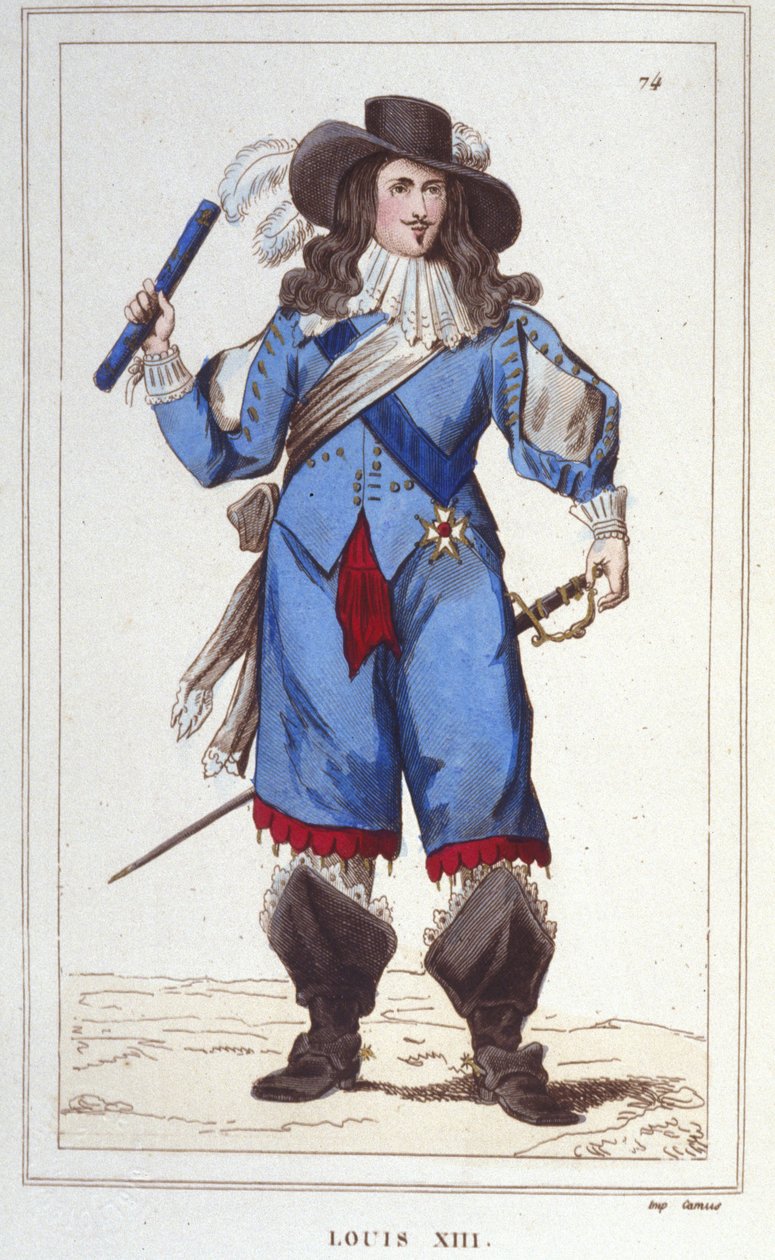 Ludvig XIII:n (1601 - 1643) muotokuva, Ranskan kuninkaan kaiverrus vuodelta 1830 tekijältä Unknown artist