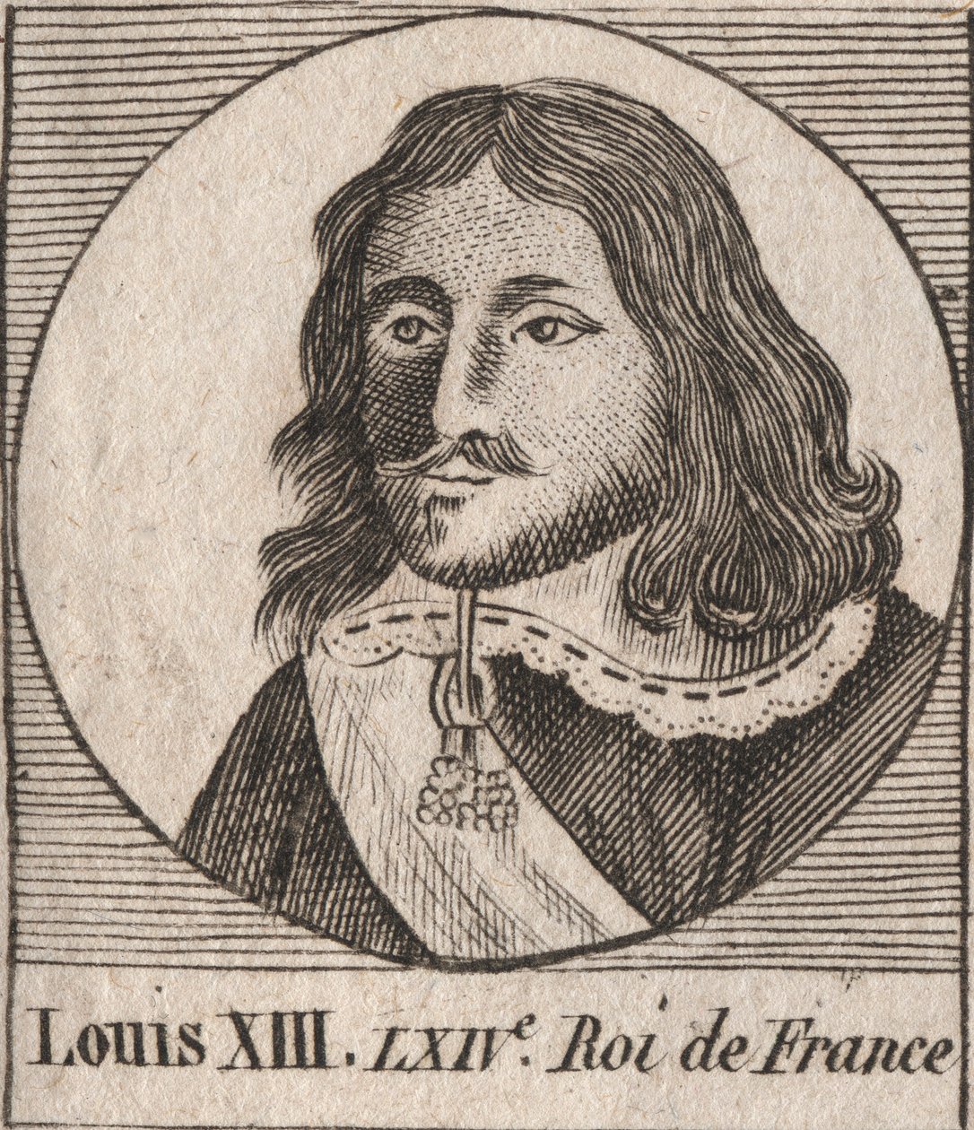 Ludvig XIII Vanhurskaan (1601-1643) Ranskan kuninkaan muotokuva - Ludvig XIII, Ranskan kuningas 1610-1643 - kaiverrus Charles Constant Le Tellierin kirjoituksesta "Instruction sur l