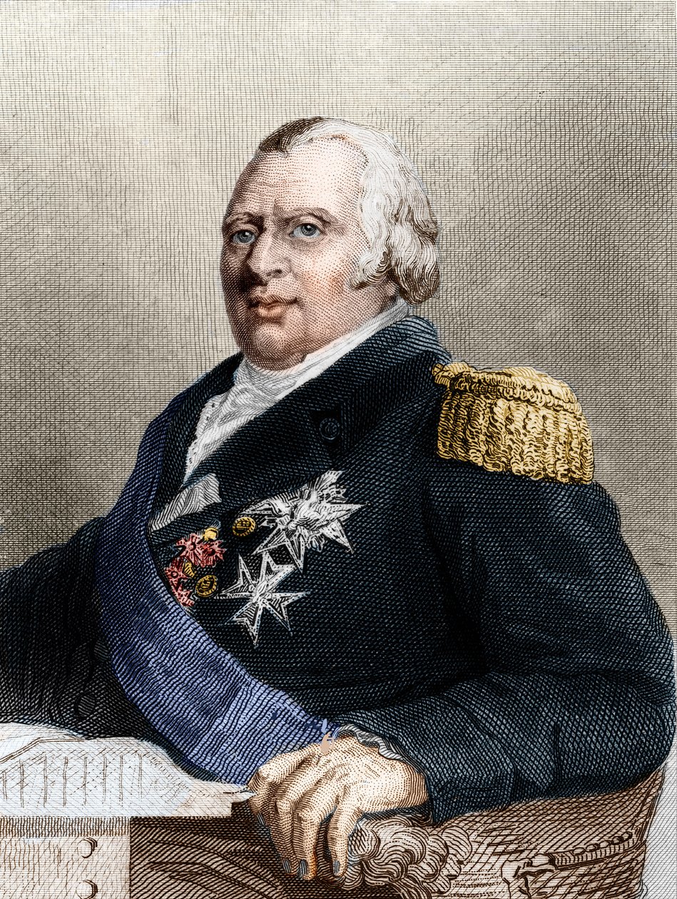 Ludvig XVIII:n (1755 - 1824), Ranskan kuninkaan muotokuva tekijältä Unknown artist