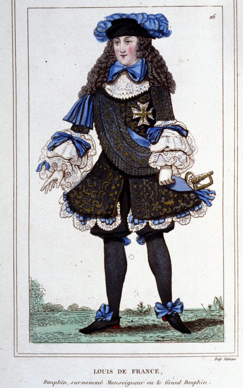 Muotokuva Louis de Francesta, Burgundin herttuasta (1682 - 1712), joka tunnetaan nimellä "The Great Dauphin". Kaiverrus vuodelta 1830. tekijältä Unknown artist