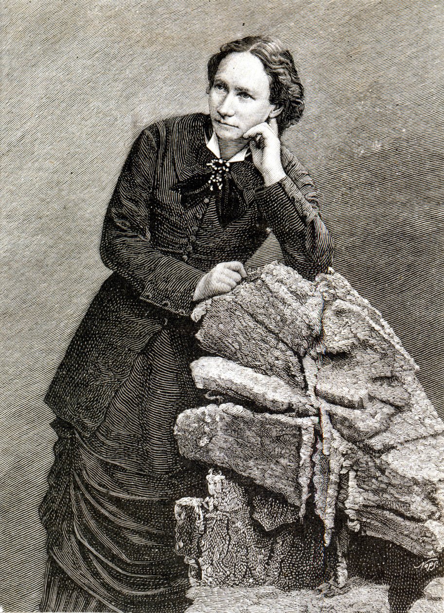 Muotokuva Louise Michelistä (1830 - 1905) hänen karkotuksensa aikana Nouméaan, Uuteen-Kaledoniaan. 1873-1880. Kaiverrus. tekijältä Unknown artist