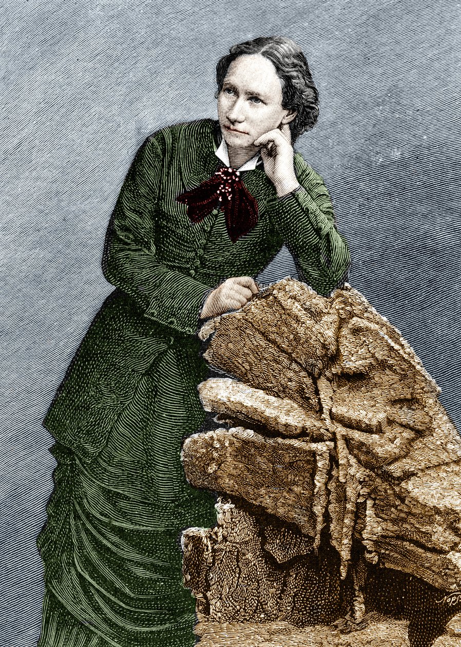 Muotokuva Louise Michelistä (1830 - 1905) hänen karkotuksensa Noumeaan Uudessa-Kaledoniassa. 1873-1880. tekijältä Unknown artist