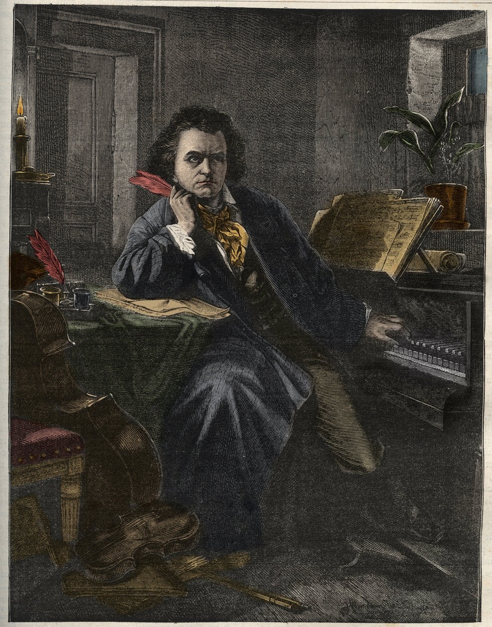 Ludwig van Beethovenin (1770-1827), saksalaisen säveltäjän ja pianistin muotokuva tekijältä Unknown artist