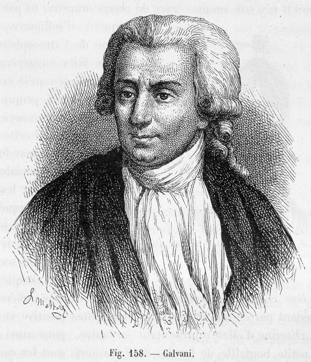 Luigi Galvanin, italialaisen lääkärin ja fyysikon (1737 - 1798) muotokuva - Amédée Guilleminin teoksessa "" Magnetism and Electricity" tekijältä Unknown artist