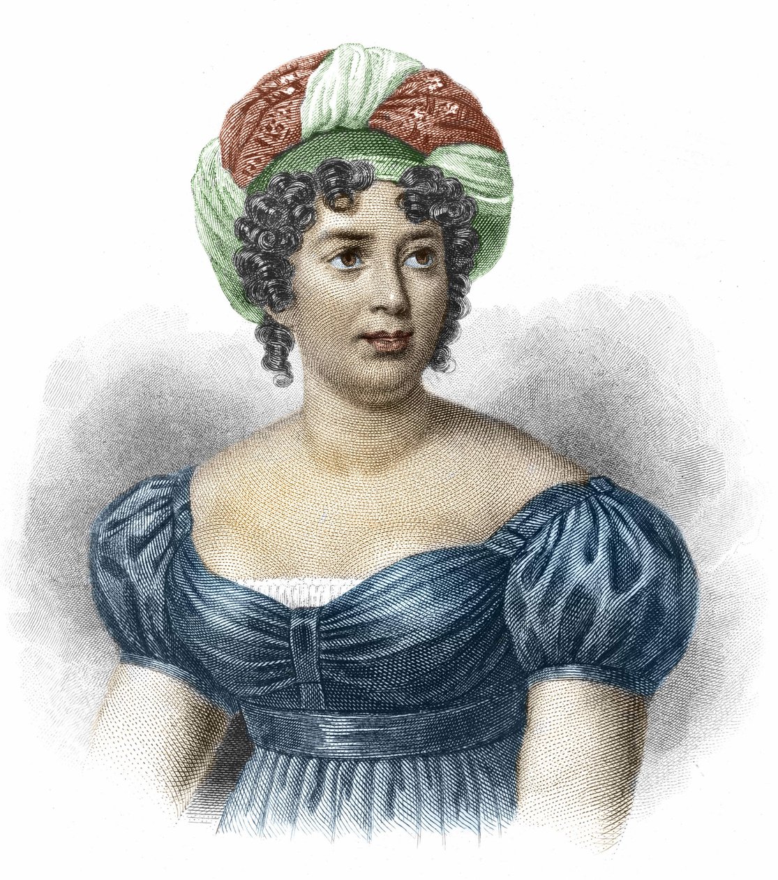 Madame de Staëlin (1766-1817), kirjeen naisen muotokuva tekijältä Unknown artist