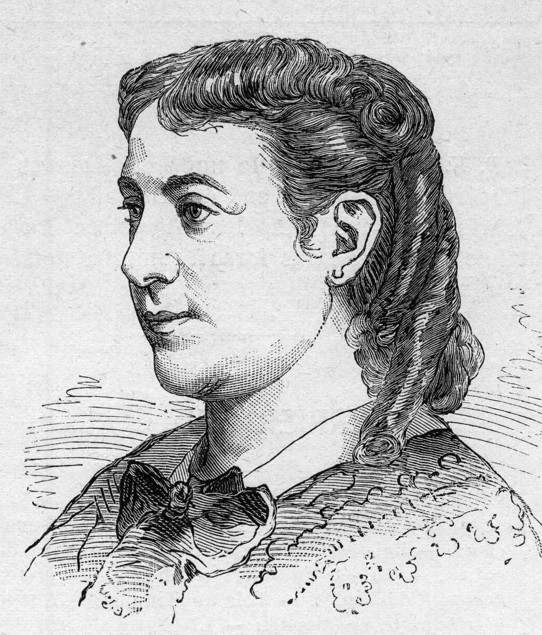 Muotokuva Madeleine Brohanista (1833-1900), ranskalainen koomikko, Comedie Francaise Engravingin jäsen "" Le Monde Illustré""" n¡1168, 16. elokuuta tekijältä Unknown artist