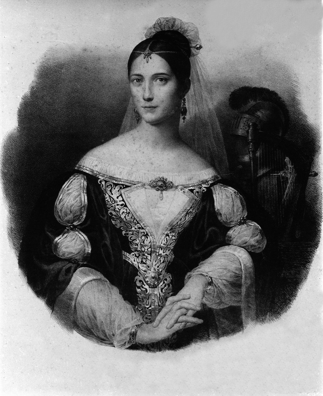 Muotokuva Maria Garciasta, joka tunnetaan Malibran-laulajana (1808-1836). tekijältä Unknown artist