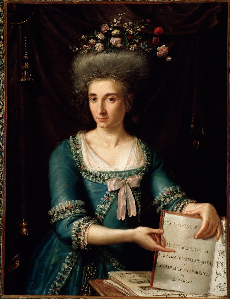 Muotokuva Maria Rosa Cocciasta (1759-1833), italialainen cembalisti ja säveltäjä Anonymous maalaus. 1800 noin Bologna, kansalaisbibliografinen museo tekijältä Unknown artist