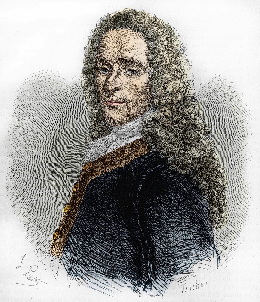 Ranskalaisen kirjailijan Marie-François Arouet de Voltairen (1695-1778) muotokuva. tekijältä Unknown artist