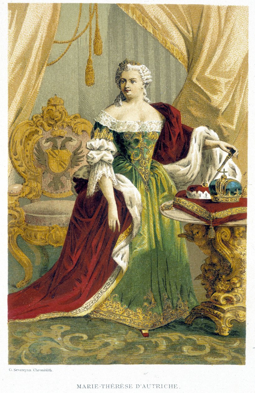 Itävallan Marie Theresan (1717-1780) muotokuva. 1800-luvun kromolitografia. tekijältä Unknown artist