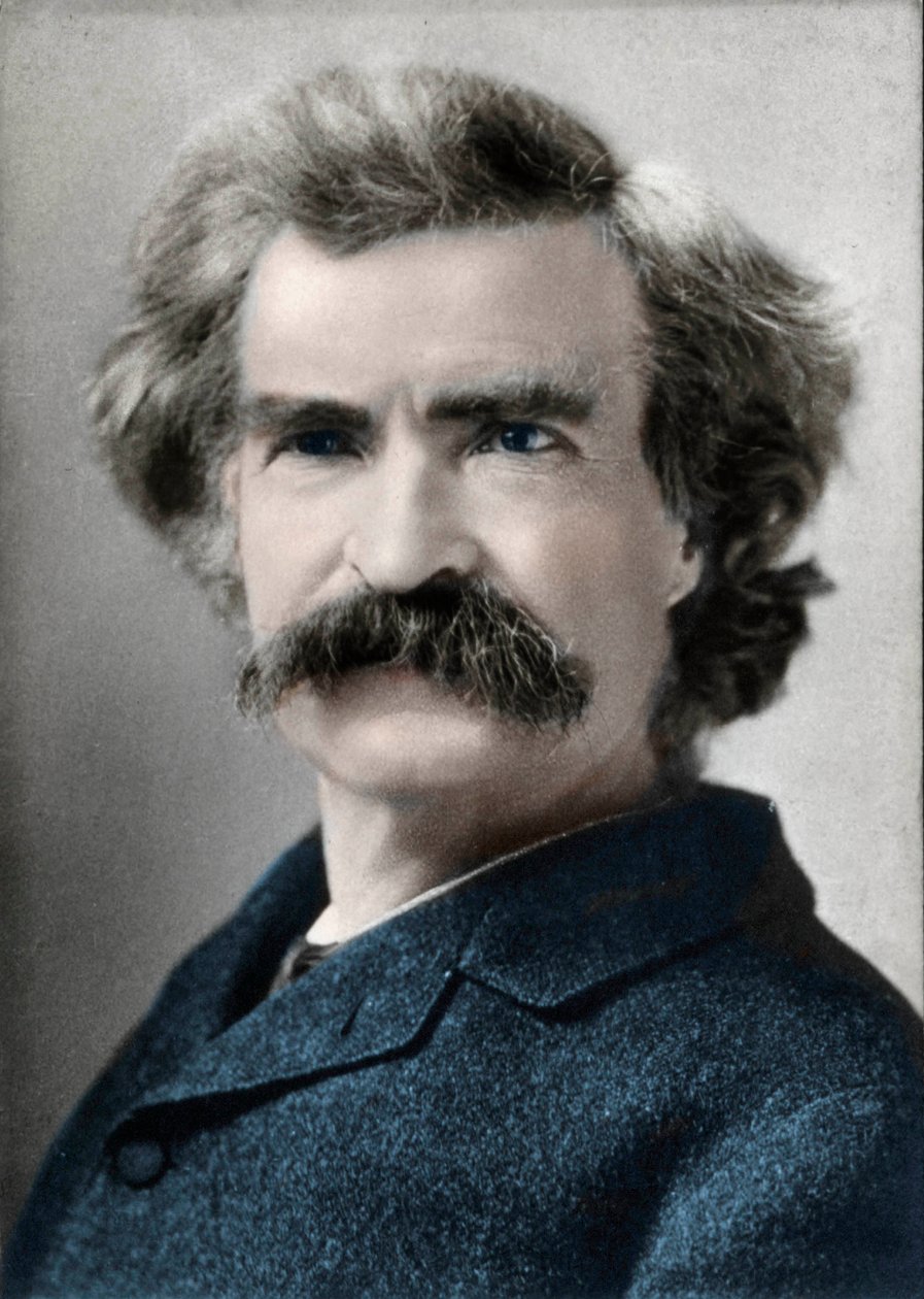 Muotokuva Mark Twainista (Samuel Langhorne Clemens) (1835-1910) amerikkalainen kirjailija tekijältä Unknown artist