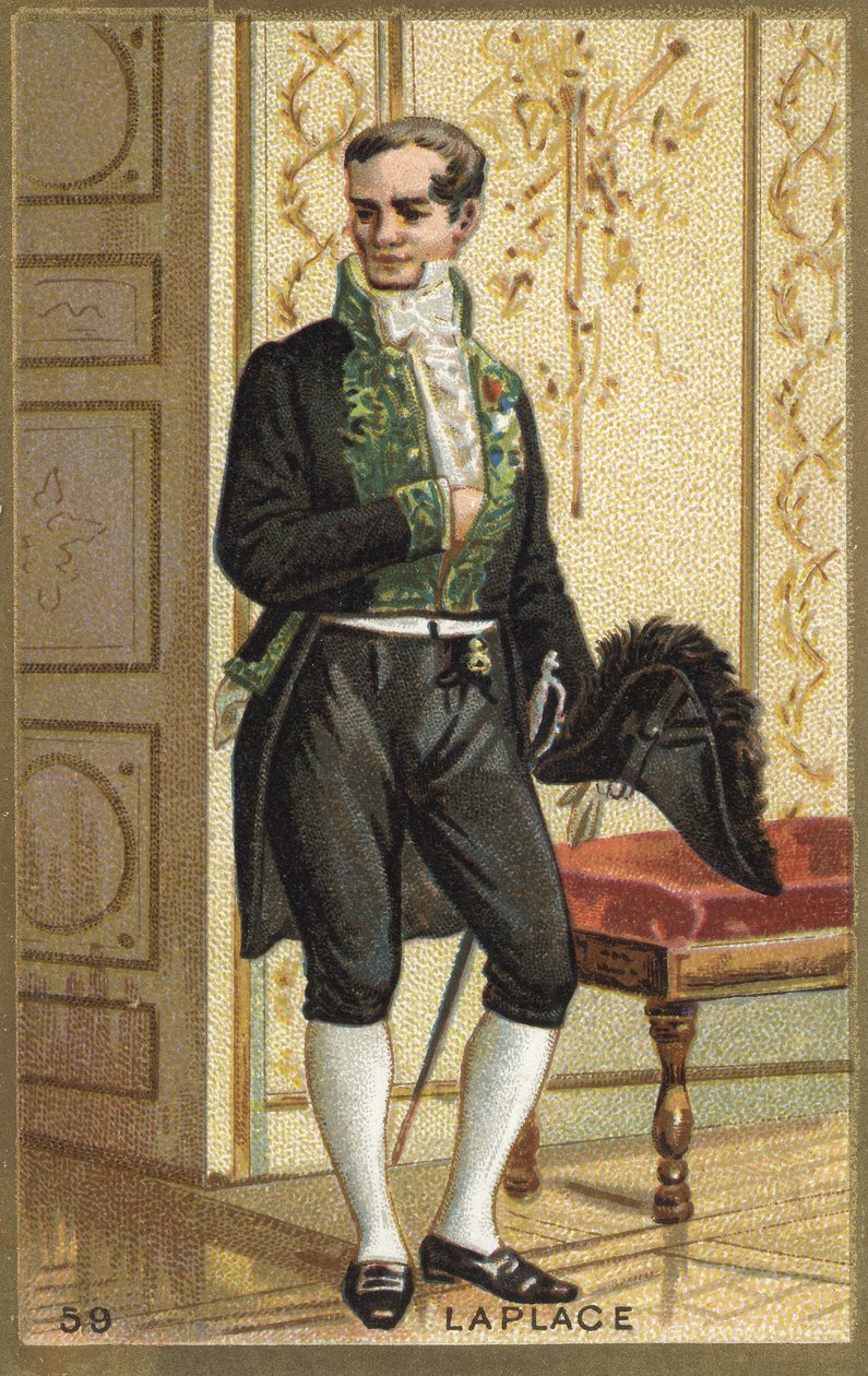 Marquis Pierre Simon de Laplacen (1749-1827), ranskalaisen tähtitieteilijän, matemaatikon ja fyysikon muotokuva. 1800-luvun kromolitografia. tekijältä Unknown artist