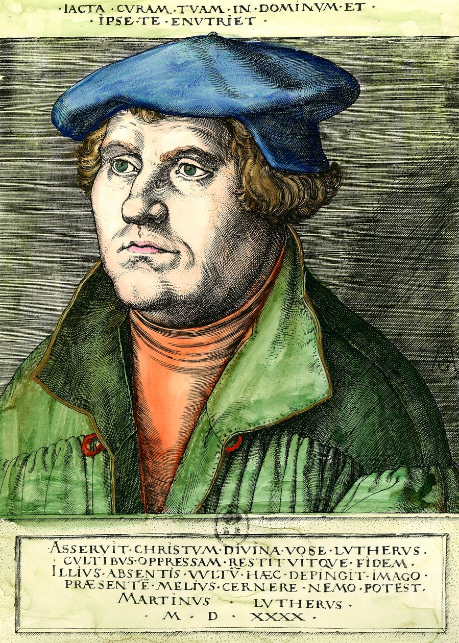 Martin Lutherin (1483-1546) muotokuva saksalainen uskonnollinen uudistaja Kaiverrus 1500-luvulta Yksityinen kokoelma tekijältä Unknown artist