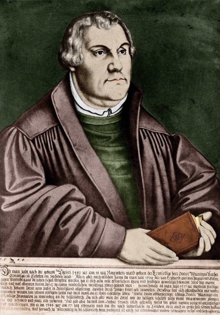 Martti Lutherin (1483 - 1546) muotokuva - Kaiverrus 1544 tekijältä Unknown artist