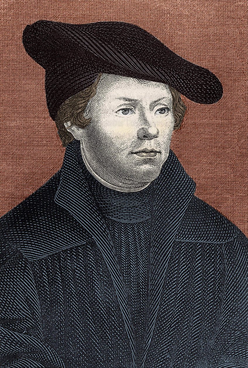 Martin Lutherin (1483 - 1546) muotokuva saksalainen uskonpuhdistaja - kaiverrus tekijältä Unknown artist