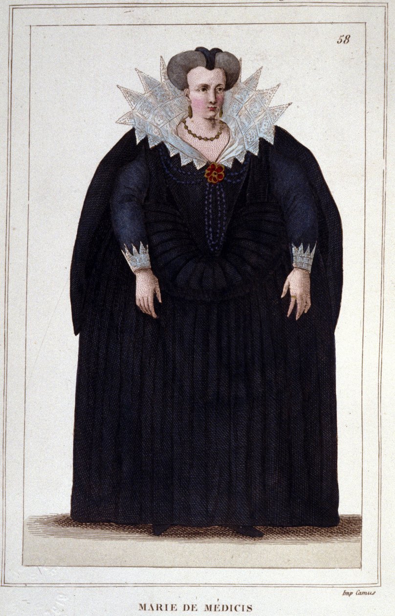 Muotokuva Maria Medicistä (1573 - 1642), Henrik IV:n vaimo ja Ludvig XIII:n äiti. Kaiverrus vuodelta 1830 tekijältä Unknown artist