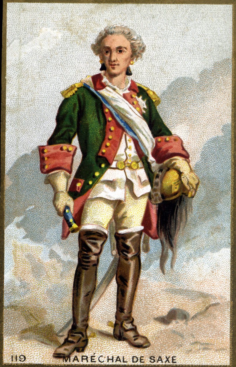 Muotokuva Mauricesta, Saksin kreivistä, joka tunnetaan Saksin marsalkkana (1696 - 1750), Ranskan marsalkkana. 1800-luvun kromolitografia. tekijältä Unknown artist