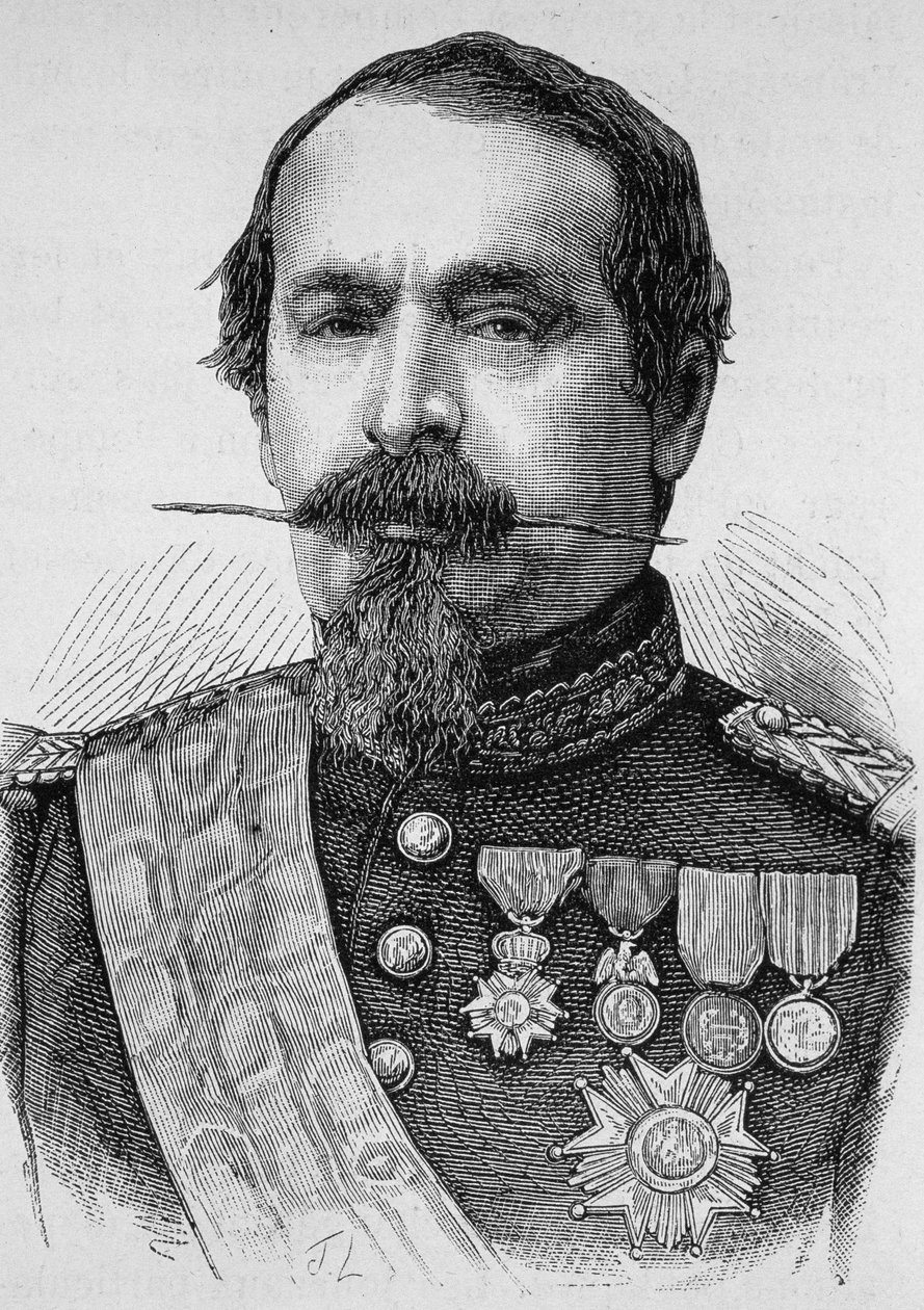 Napoleon III:n (1808-1873) muotokuva. Kaiverrus 1800-luvun lopusta H. Martinin teokseen "Histoire de France". tekijältä Unknown artist