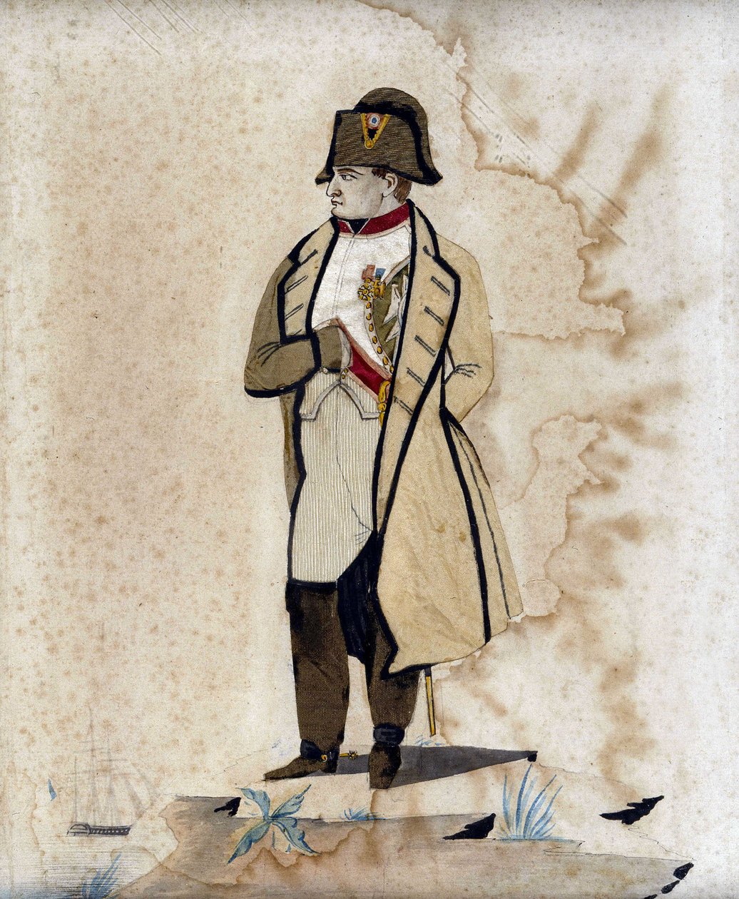 Napoleon I:n muotokuva (käsi vatsalla) - Kaiverrus kankaalla tekijältä Unknown artist
