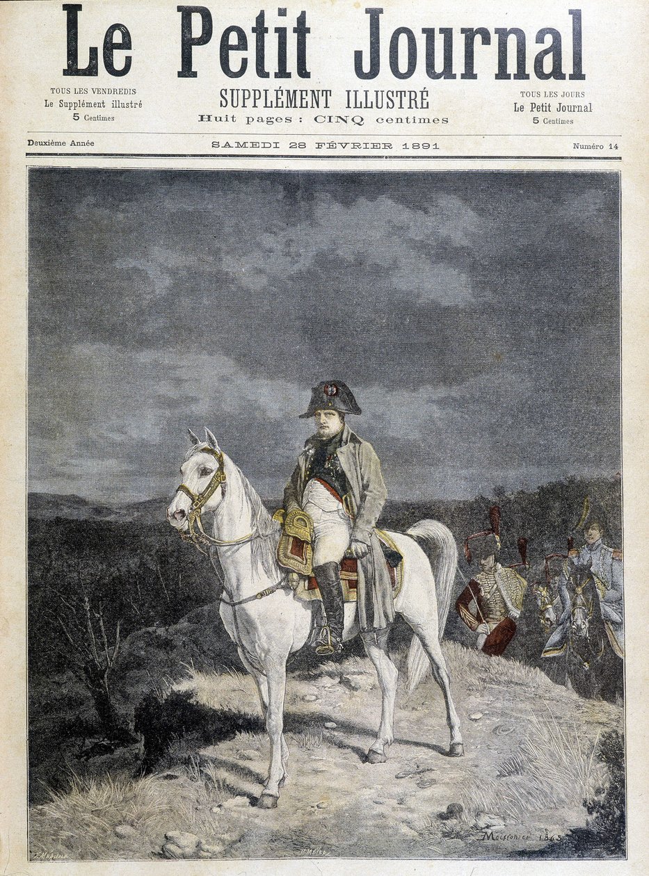 Napoleonin muotokuva hevosen selässä vuonna 1814. tekijältä Unknown artist