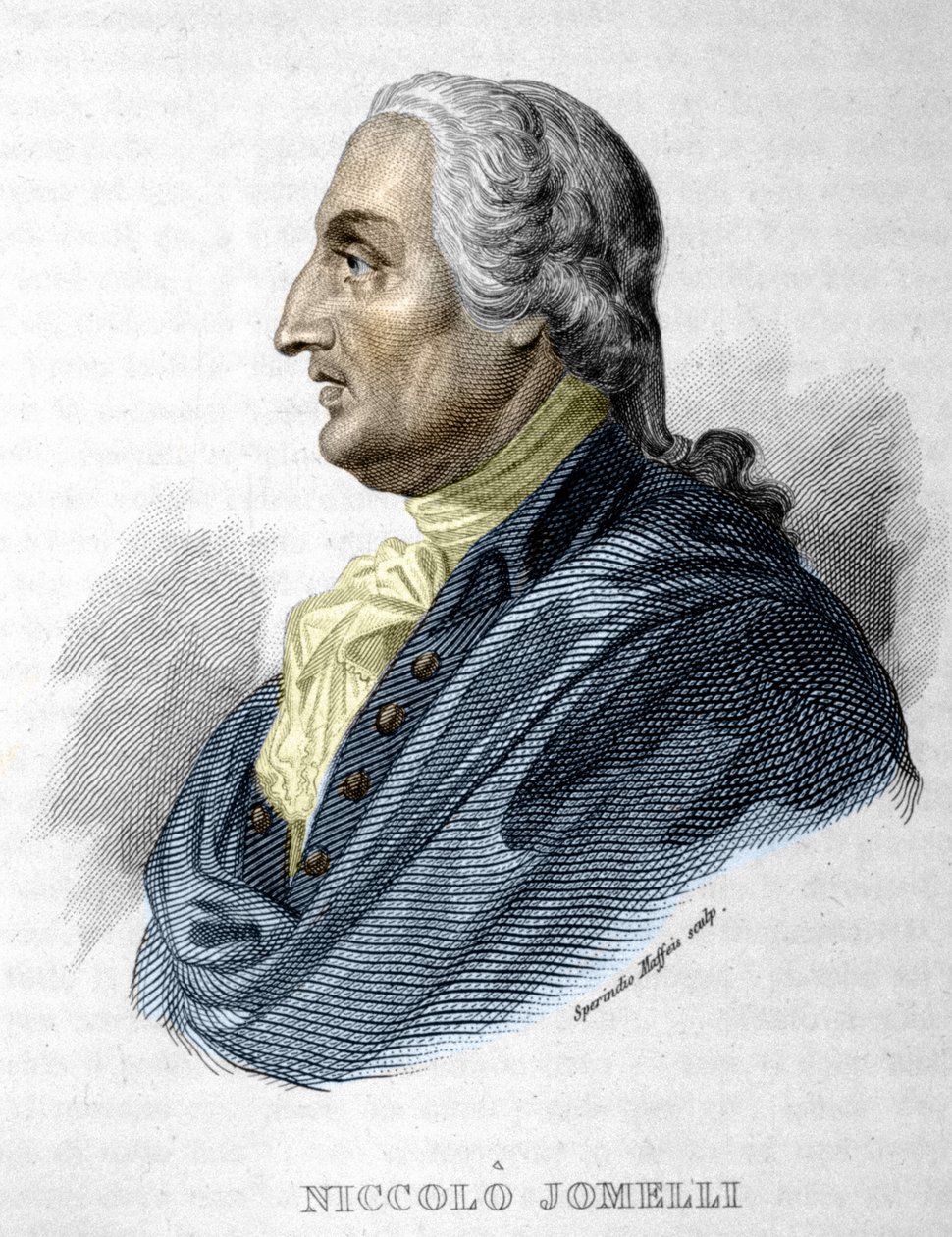 Niccolo JOMDELLIN muotokuva italialainen säveltäjä 10.9.1714 (Aversa) - 25.8.1774 (Napoli) kaiverrus 1800-luku tekijältä Unknown artist