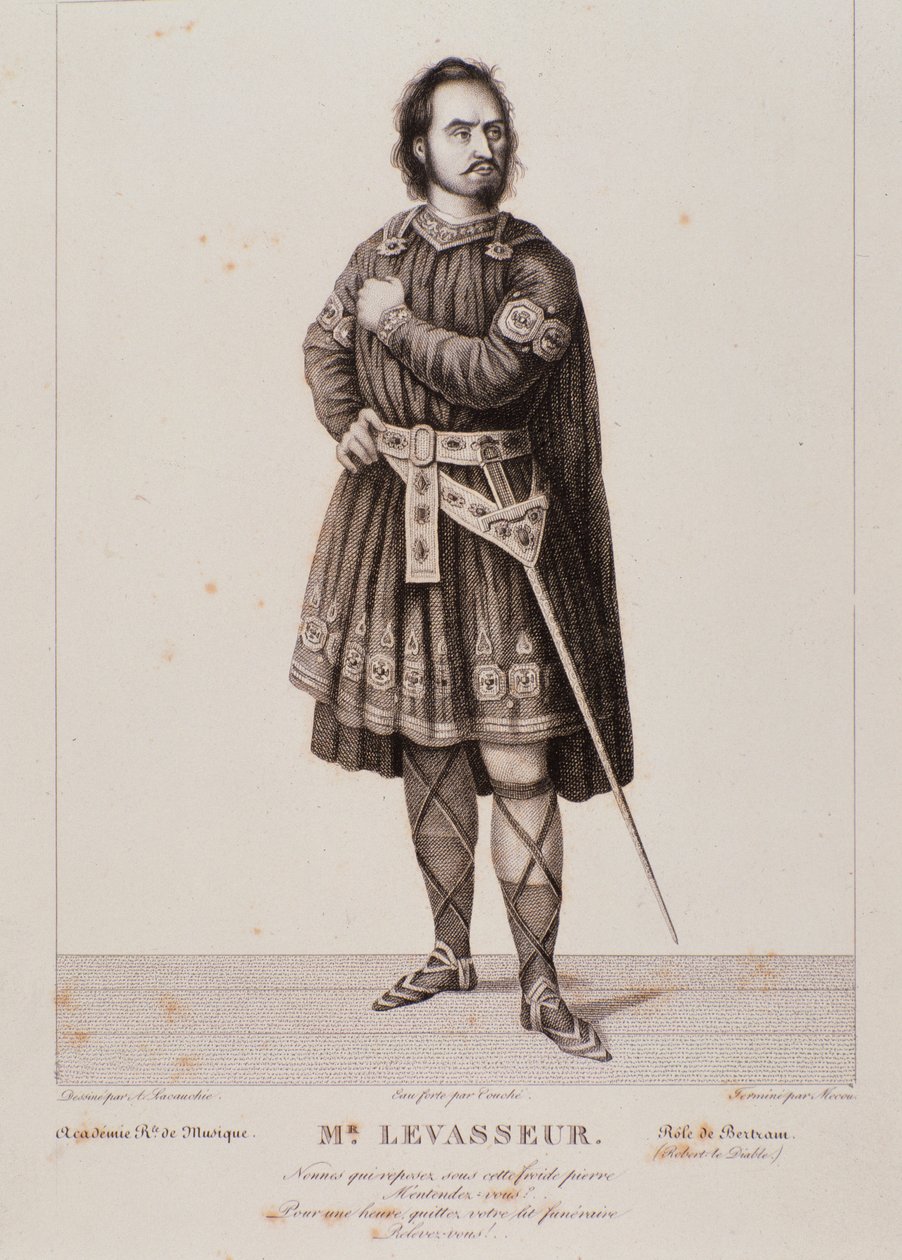 Muotokuva Nicolas Prosper Levasseurista Bertramin roolissa oopperassa Robert le Diable (1831) tekijältä Unknown artist