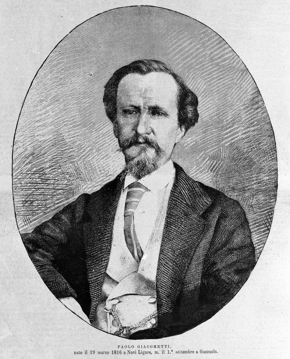 Italian kirjailijan Paolo Giacomettin (1816-1882) muotokuva. tekijältä Unknown artist