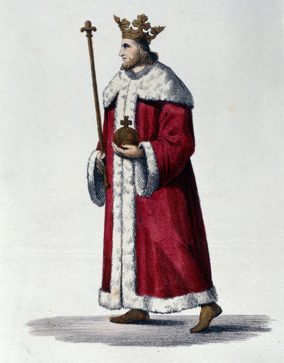 Muotokuva Pepin III:sta, joka tunnetaan nimellä Pepin the Brief (714-768), Ranskan kuningas. tekijältä Unknown artist